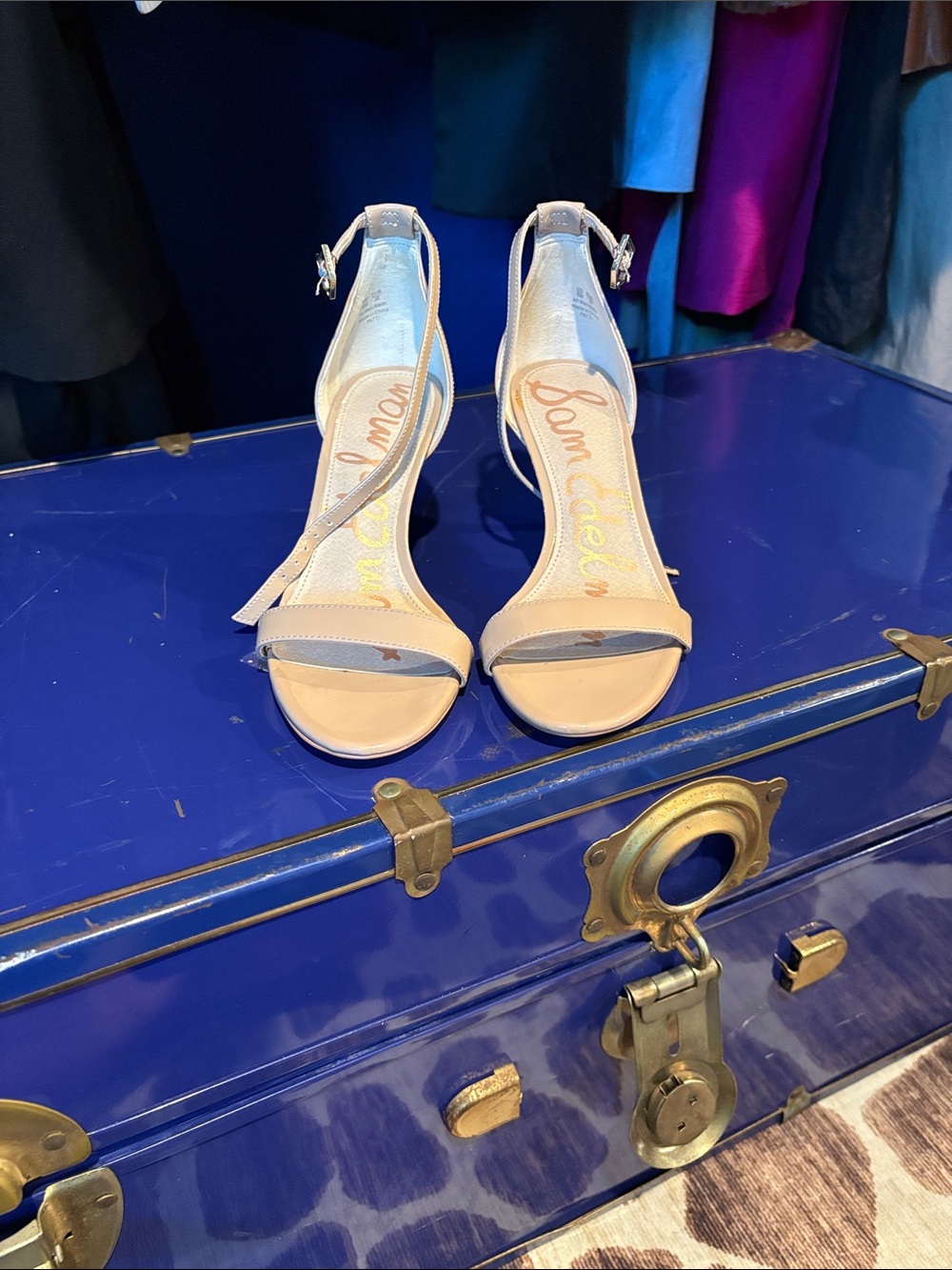 Sam Edelman Beige Open-Toe Ankle-Strap Heels